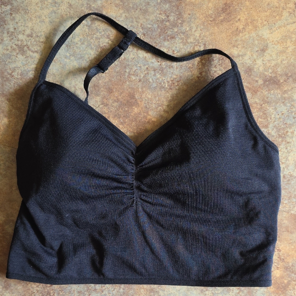 Fabletics Black Ruched Sports Bra